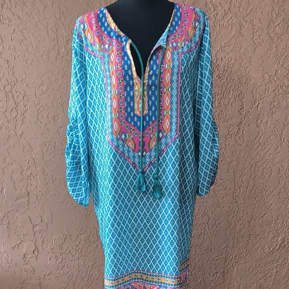 Urban Coco Blue and Pink Patterned Dress